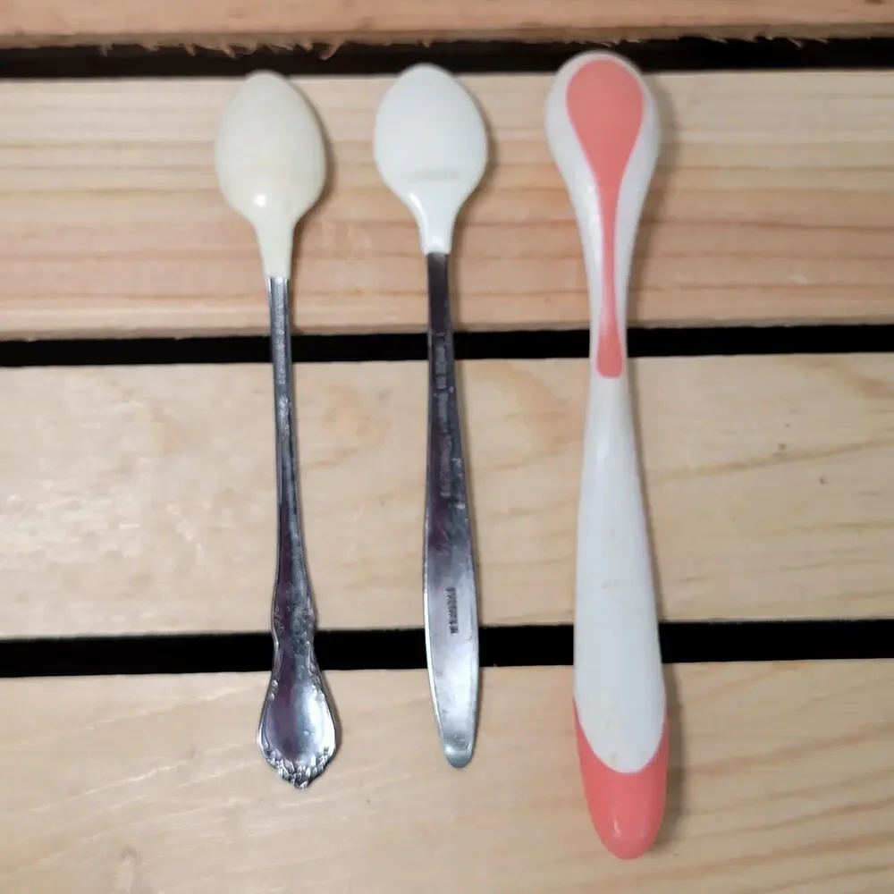 Set of 3 Infant Spoons: 2 Vintage (Oneida & Evenflo), 1 Modern (Nuby)